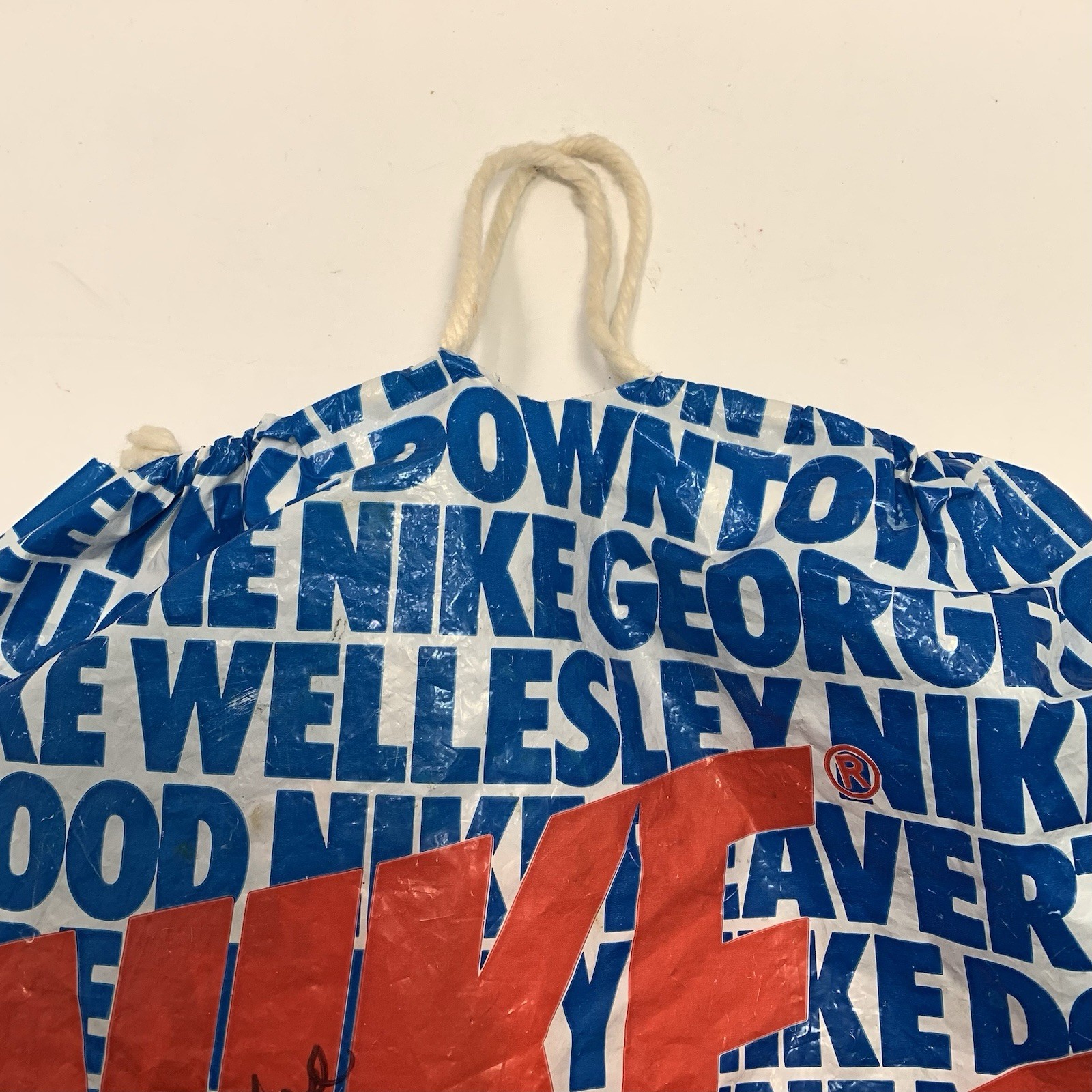 Vintage NIKE Town Plastic Shopping Bag Location Spell Out Portland USA Rare VTG