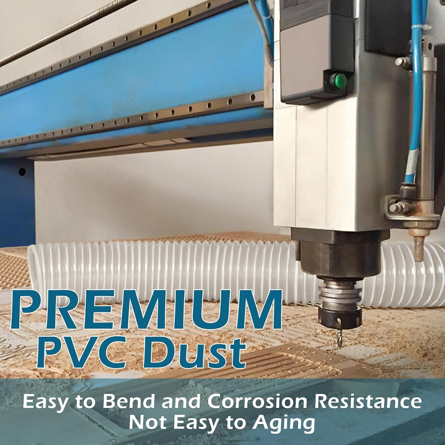 2 1/2″ X 10′ Dust Collection Hose, Puncture Resistant PVC Dust Collection Hose w