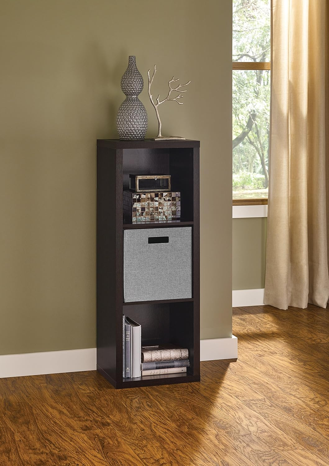 Closetmaid 3-Cube Storage Shelf Organizer, Black Walnut, Easy Assembly