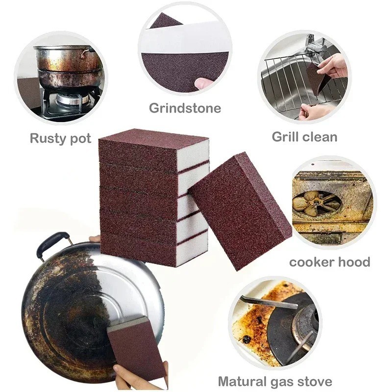 1/10PCS Carborundum Rust Remove Sponge – Heavy Duty Kitchen Cleaning Eraser