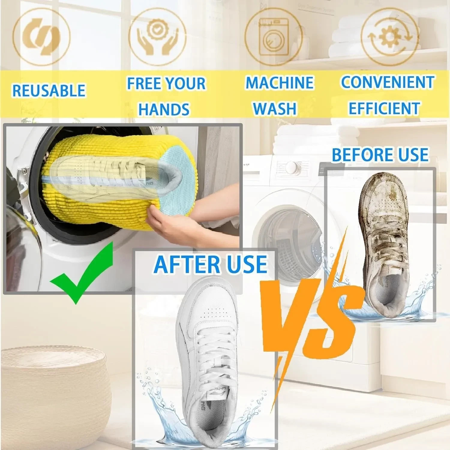 2pcs Shoe Washing Machine Bags Reusable Cleaning Laundry Bags for Washer Dryer