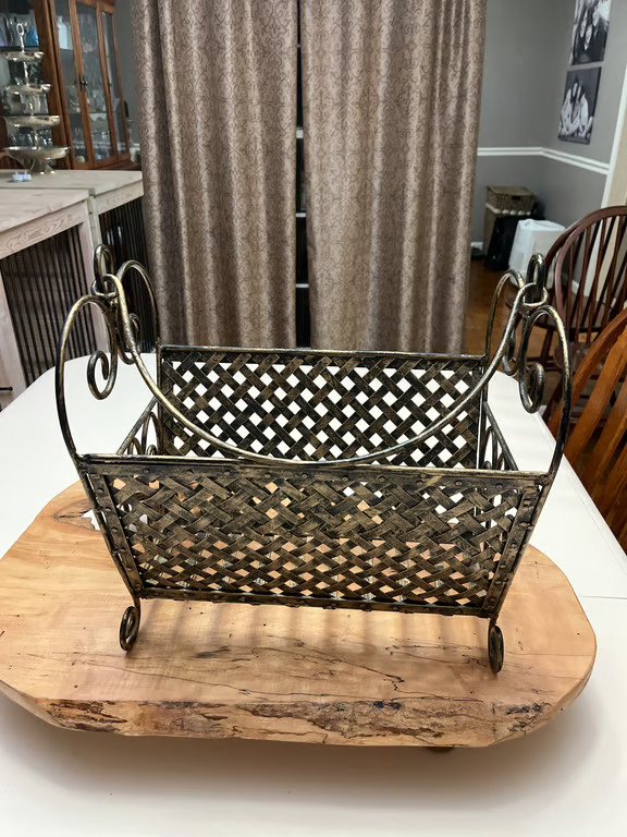 Vintage Wrought Iron Handled & Footed Magazine Rack Stand – Grandmacore