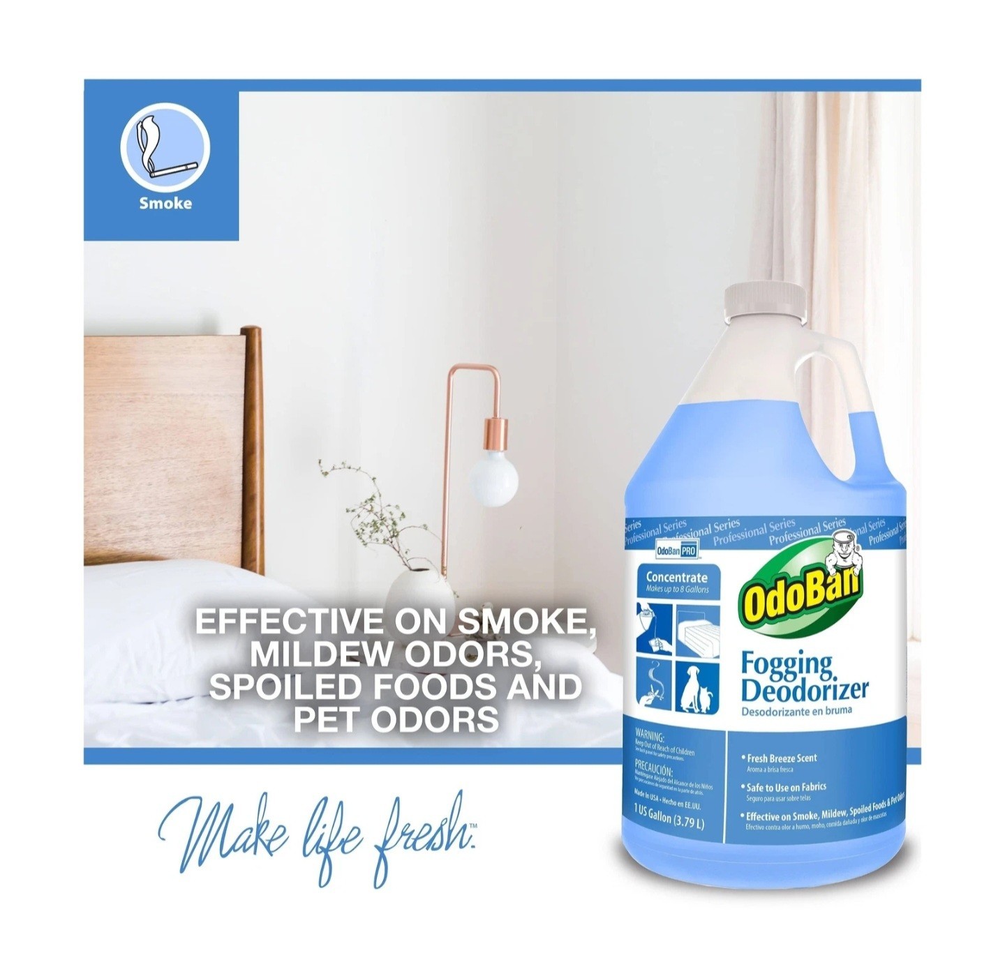 OdoBan Pro Fogging Deodorizer Concentrate Fresh Breeze Scent 1 Gallon Smoke Pet