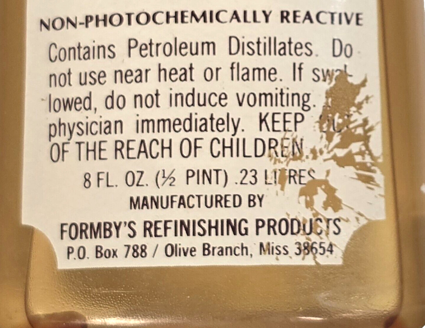 Vintage Furniture Cleaner & Wax Remover 8 oz Plastic Bottle ~ 90% Full