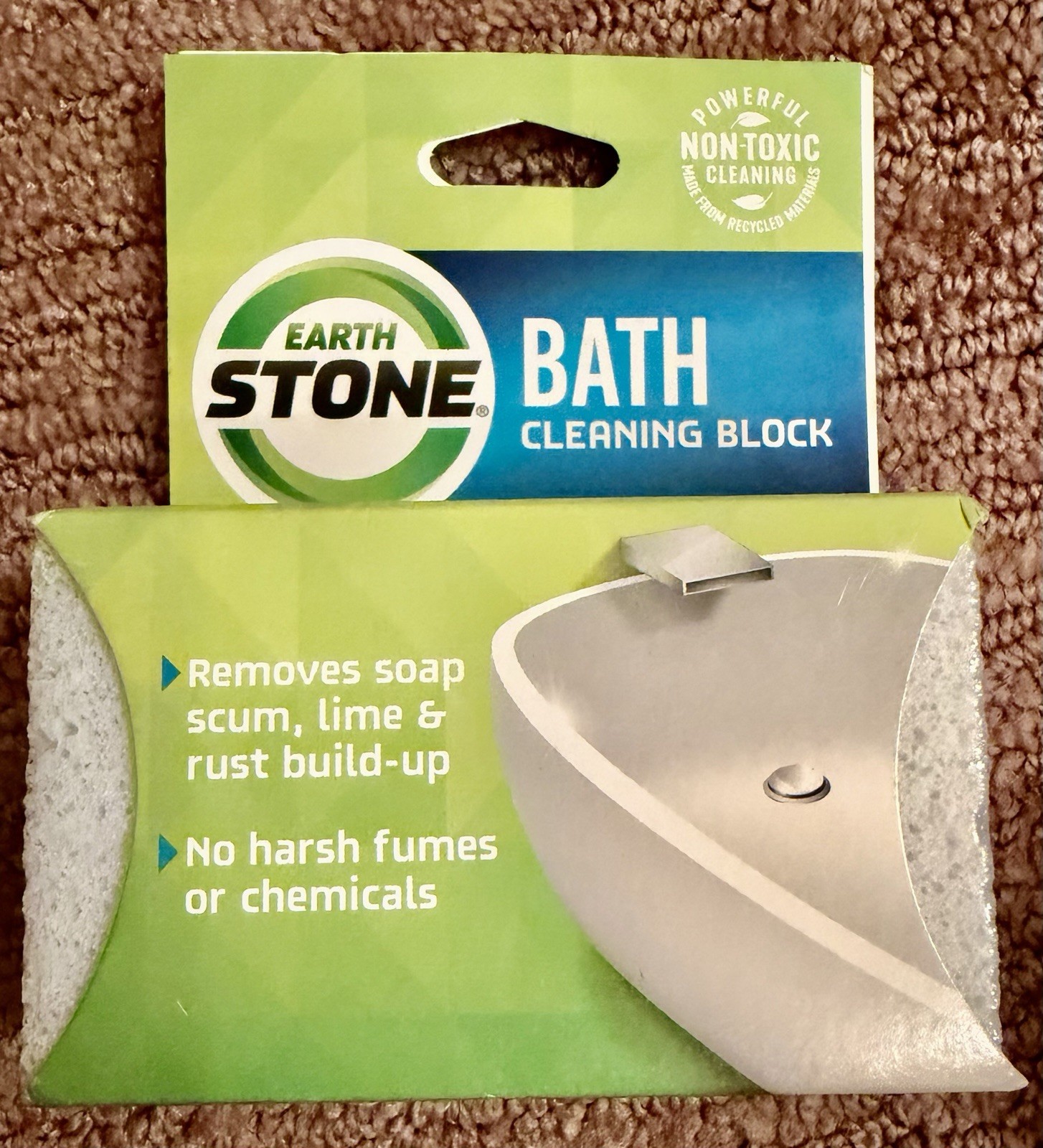 Earth Stone Non-Toxic Bath Cleaning Block, New Sealed, Made In USA