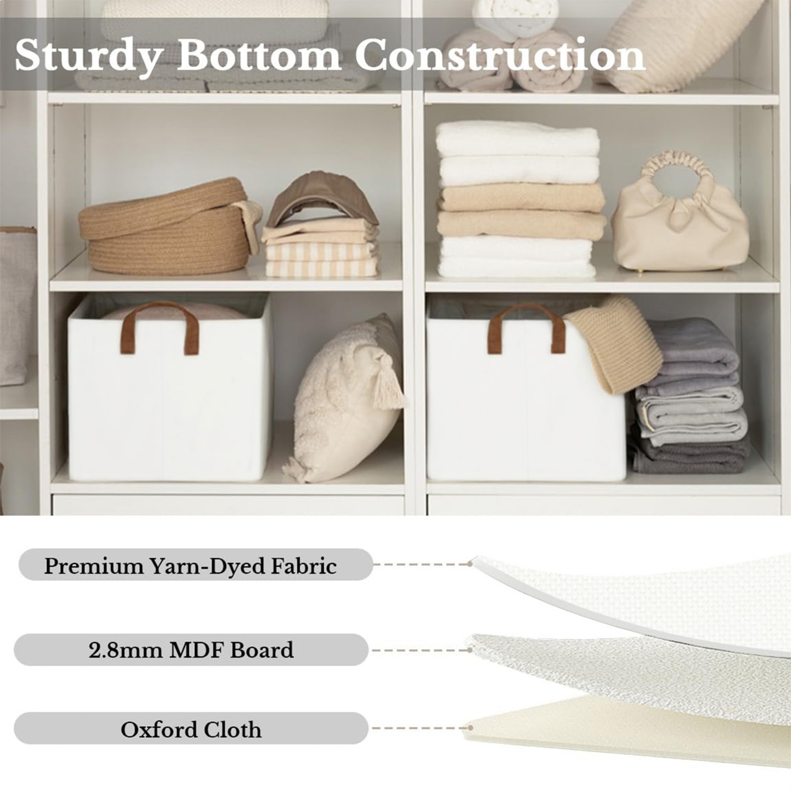 2-Pack Large Fabric Storage Bins,Foldable Organizer for Clothes Quilt Books