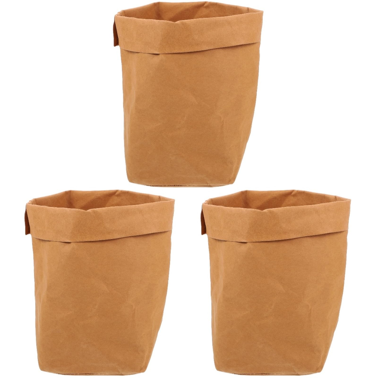 MAGICLULU Washable Kraft Paper Storage Bags for Food 23X22CMx3pcs, Brownx3pcs