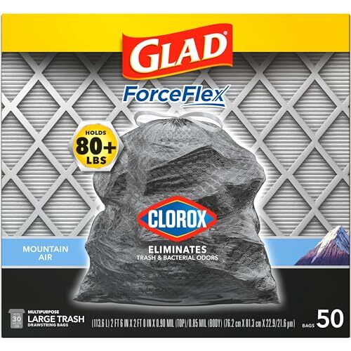 Glad ForceFlex Clorox 30 Gallon Trash Bags 50 Count Mountain Air Scent