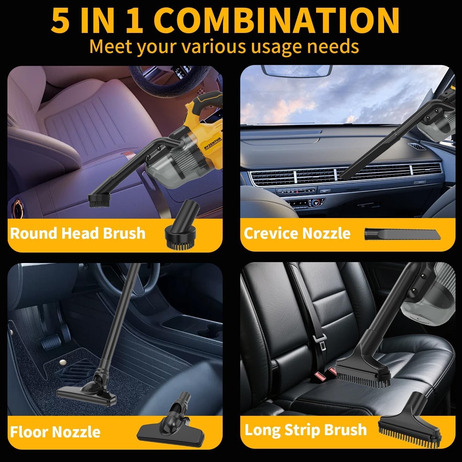 Quiet & Efficient 5-in-1 Handheld Vacuum with 67 dB Noise Level – Huge Dustbin