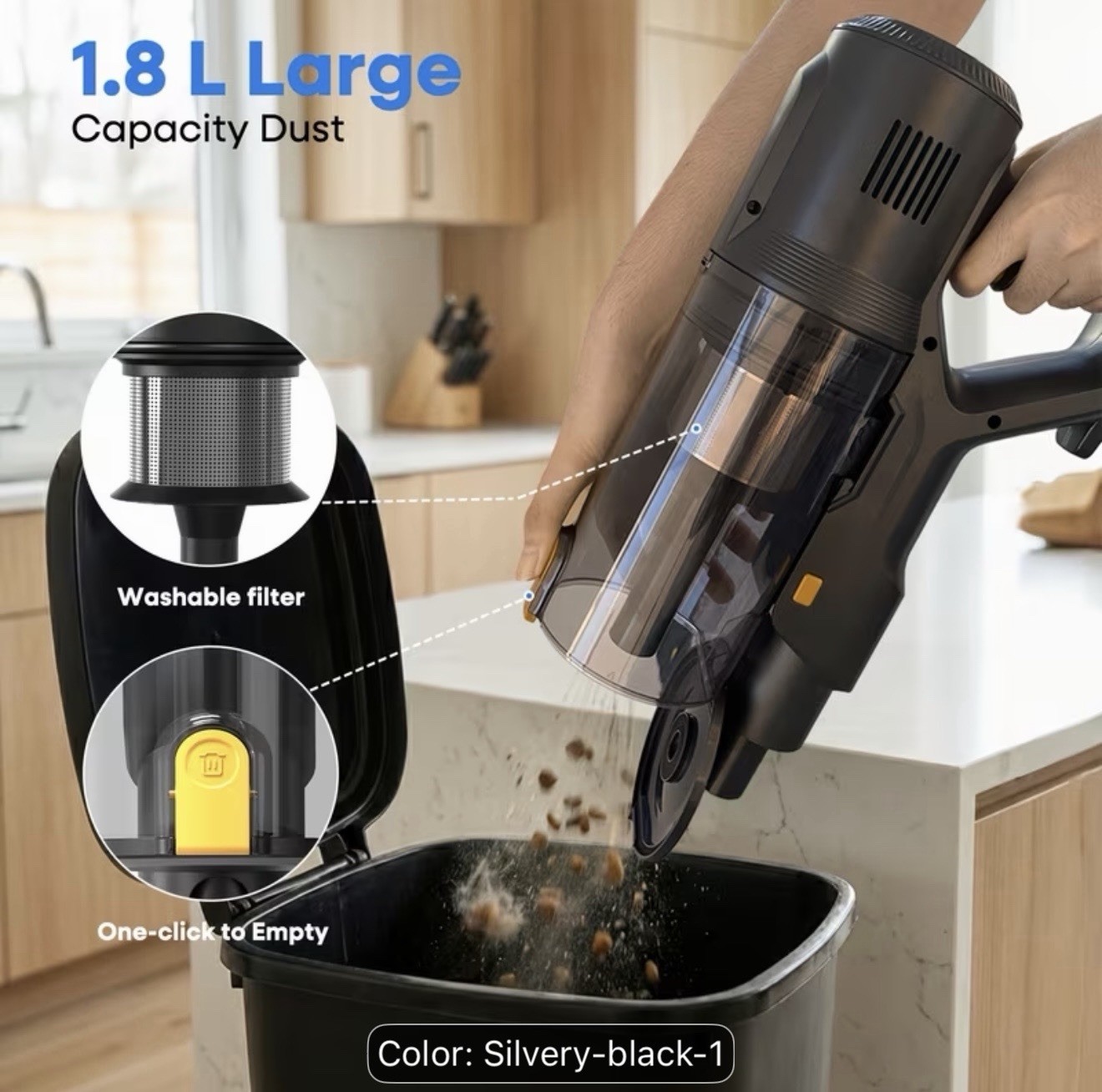MONSGA 600W Corded Stick Vacuum Cleaner 45KPa Lightweight Pet Hair Black