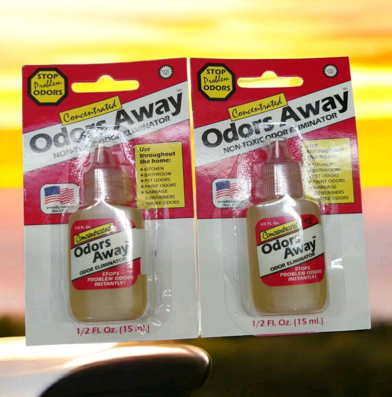 Odors Away Concentrated Odor Eliminator 1/2 fl oz Non-toxic lot of 2
