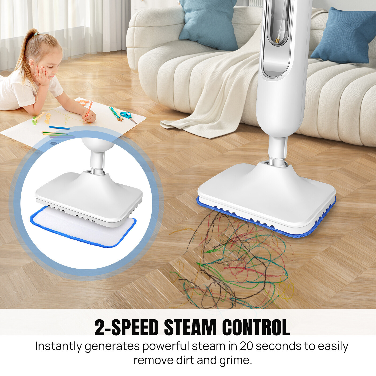 2025 Lightweight Hot Steam Mop, Floor Steamer for Tile, Laminate and Wood Floor