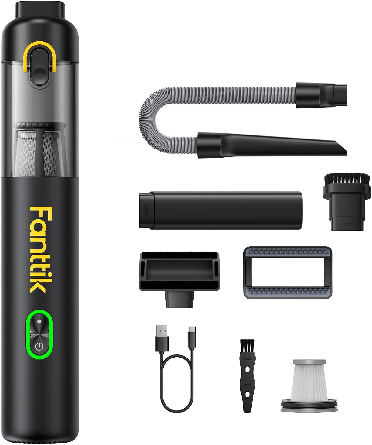 Fanttik V8 Mate Upgraded Cordless Car Vacuum, Portable Mini Vacuum with 13000pa