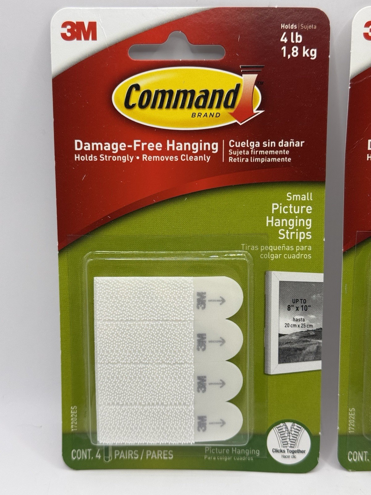 Lot of 2 Command Strips Small Picture Hanging Strips HOLDS 4 LBS 8 Pairs Total