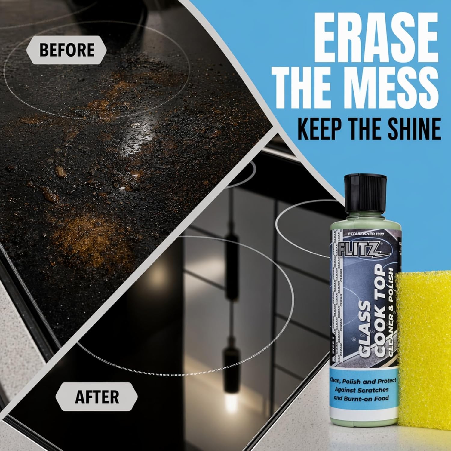 FLITZ Glass Cooktop Cleaner & Polish w/Cleaning Sponge (8oz)