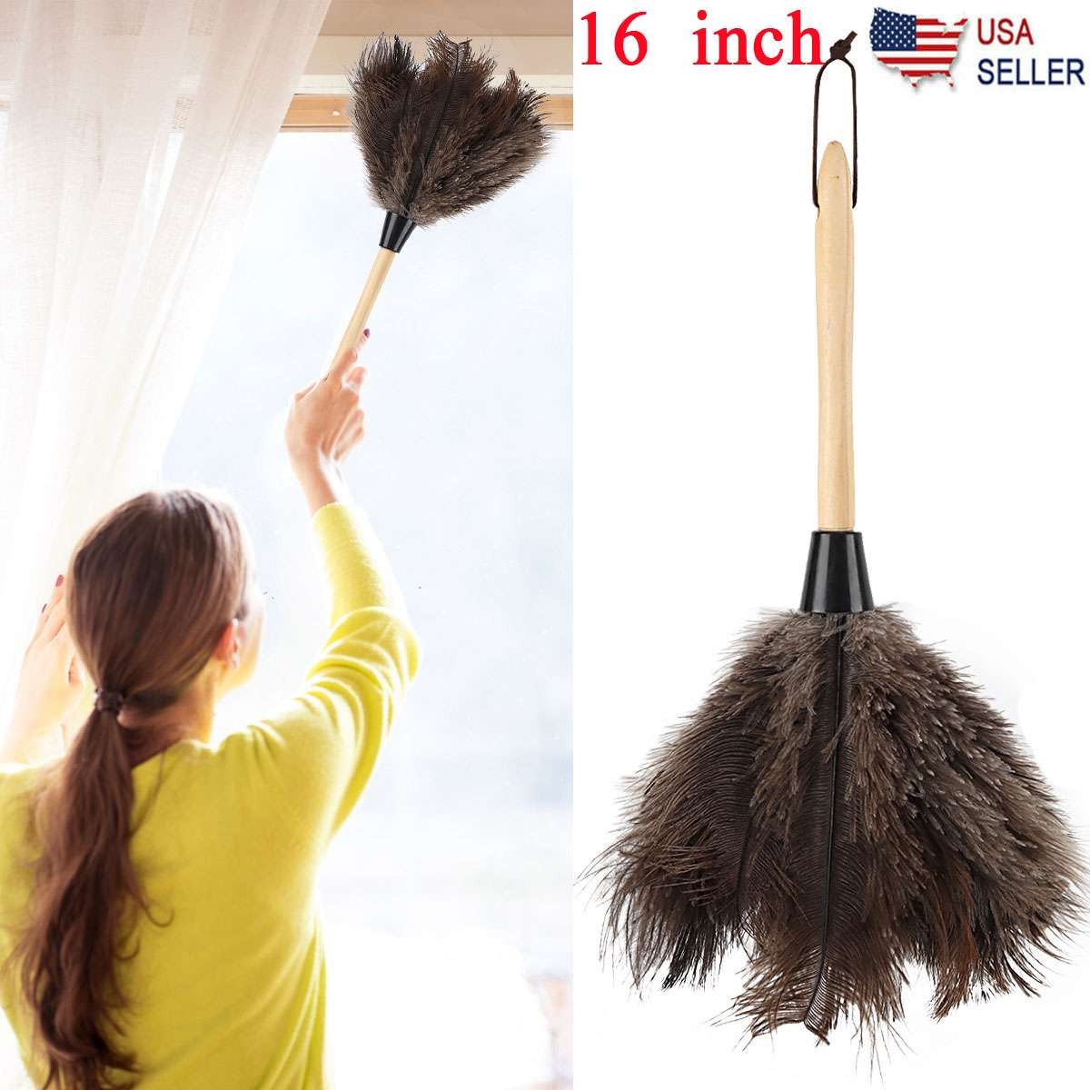 16inch Ostrich Feather Duster Durable Dust Collecting Cleaning Tool In Wool Shop