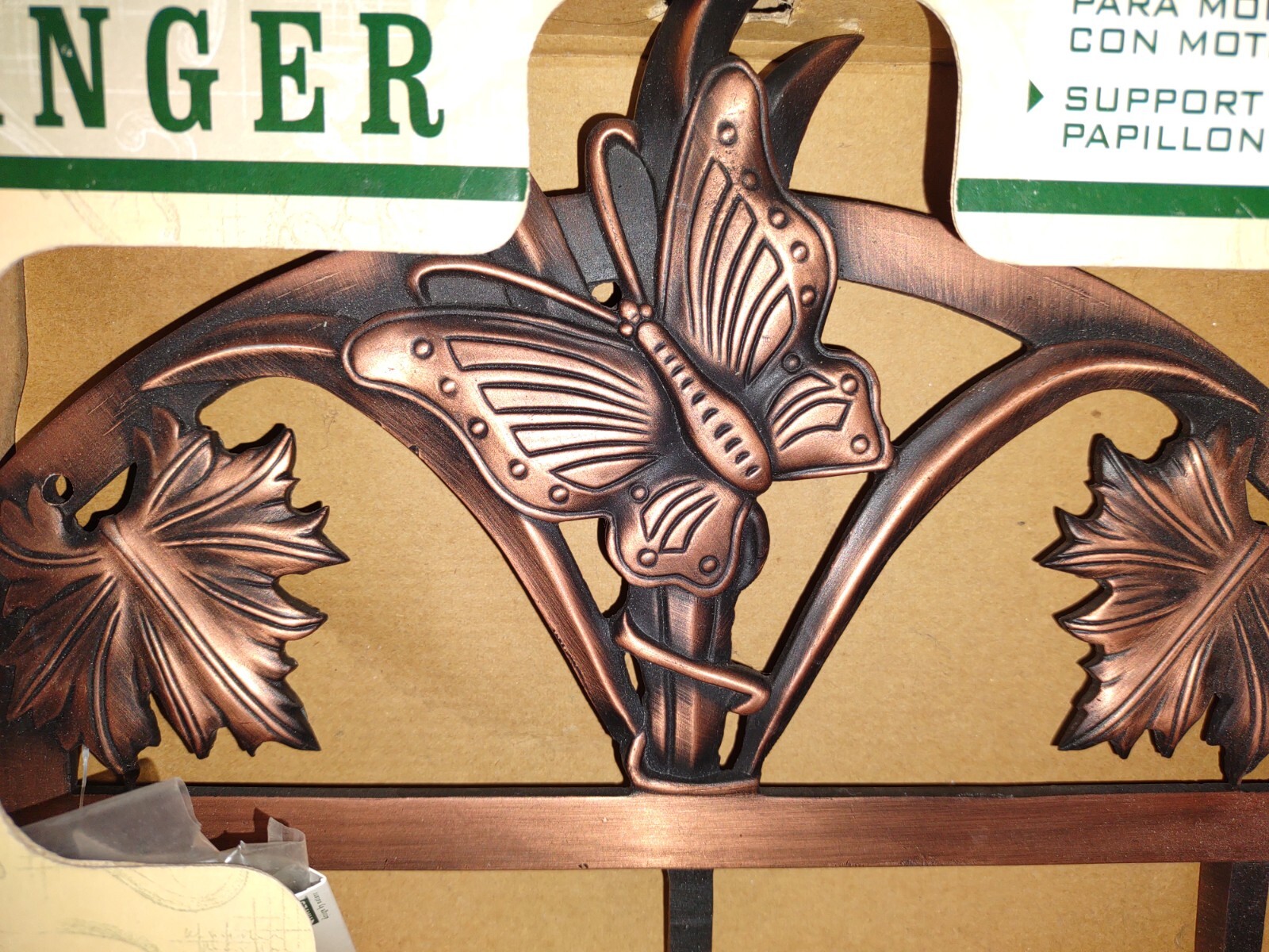 Hayes Butterfly Flower 3 Hook Wall hanger Antique Copper Metal NEW # 78156 10″