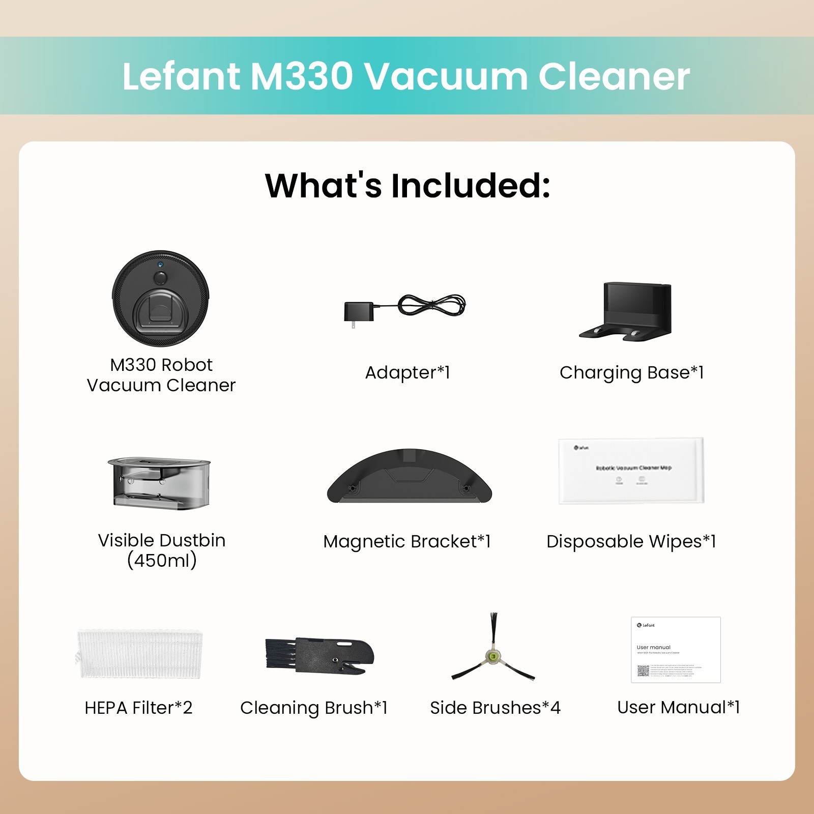 Lefant M330 Robot Vacuum and Mop with LiDAR Navigation 450ml Visible Dustbin
