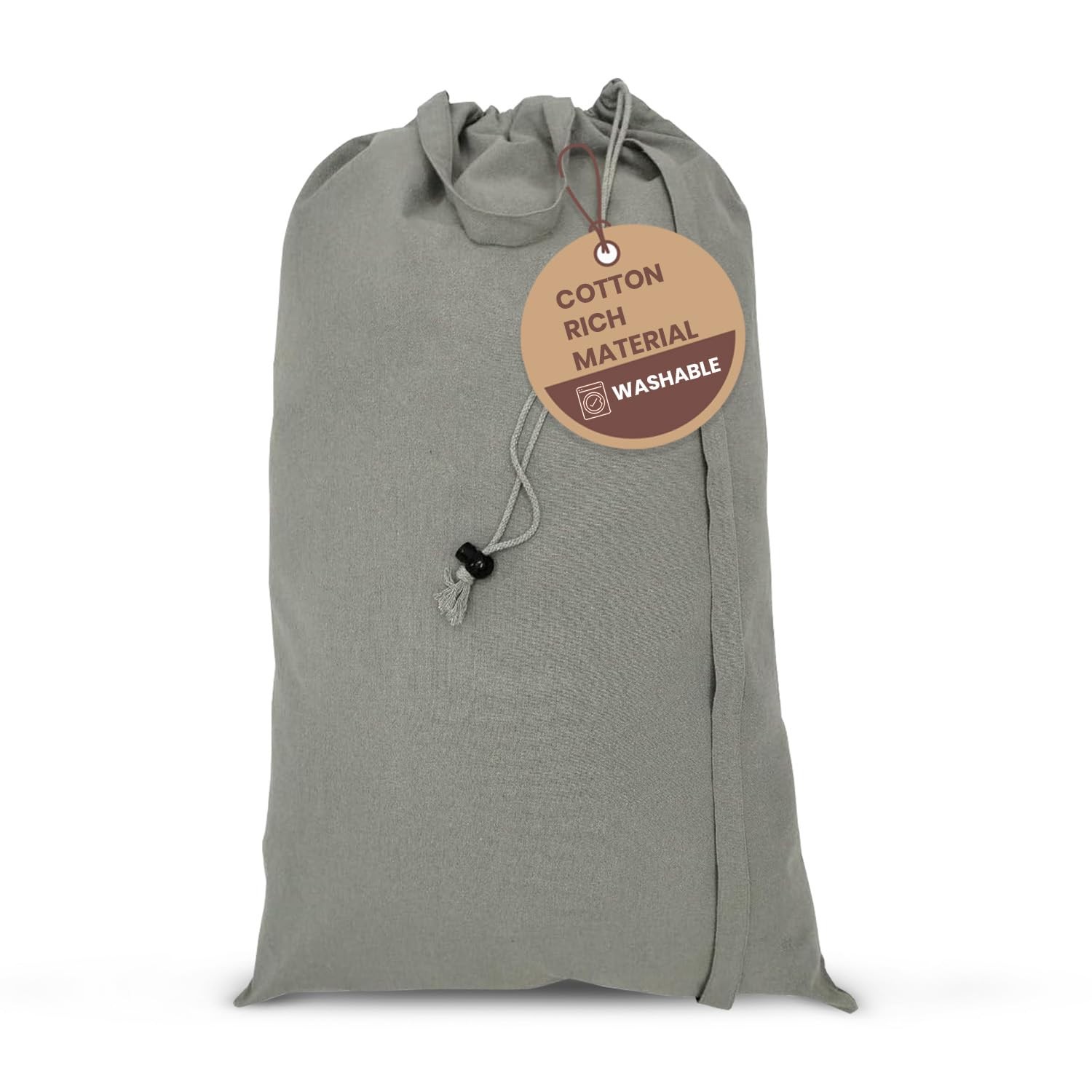 LFH Home Cotton Rich Canvas Extra Large Laundry Bag with 28”x40”, Grey