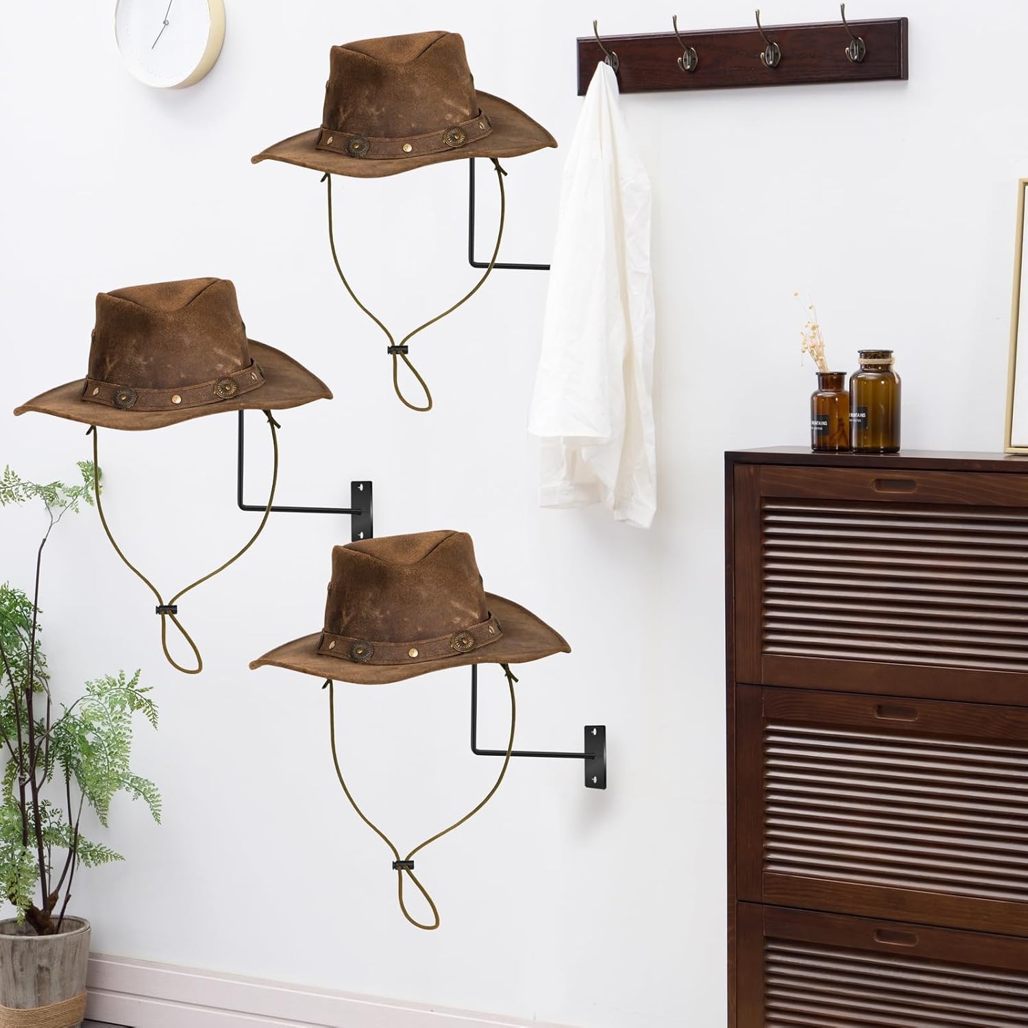 4 Pcs Cowboy Hat Rack Cowboy Hat Holder Metal Hat Hanger for Wall Hat Holder Mul