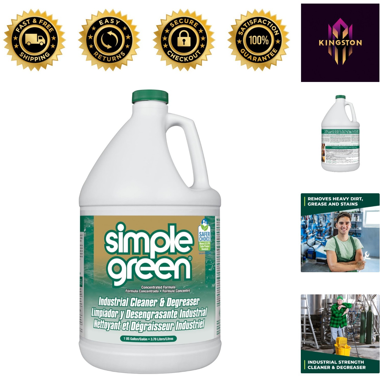 Heavy-Duty Industrial Cleaner Degreaser – EPA Safer Choice Approved 128 Oz