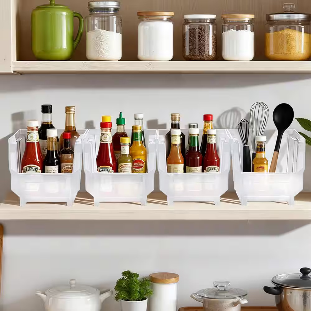 Transparent Plastic Stackable Storage Containers, 10.9 X 5.5 X 5.1 In. (Set of 8
