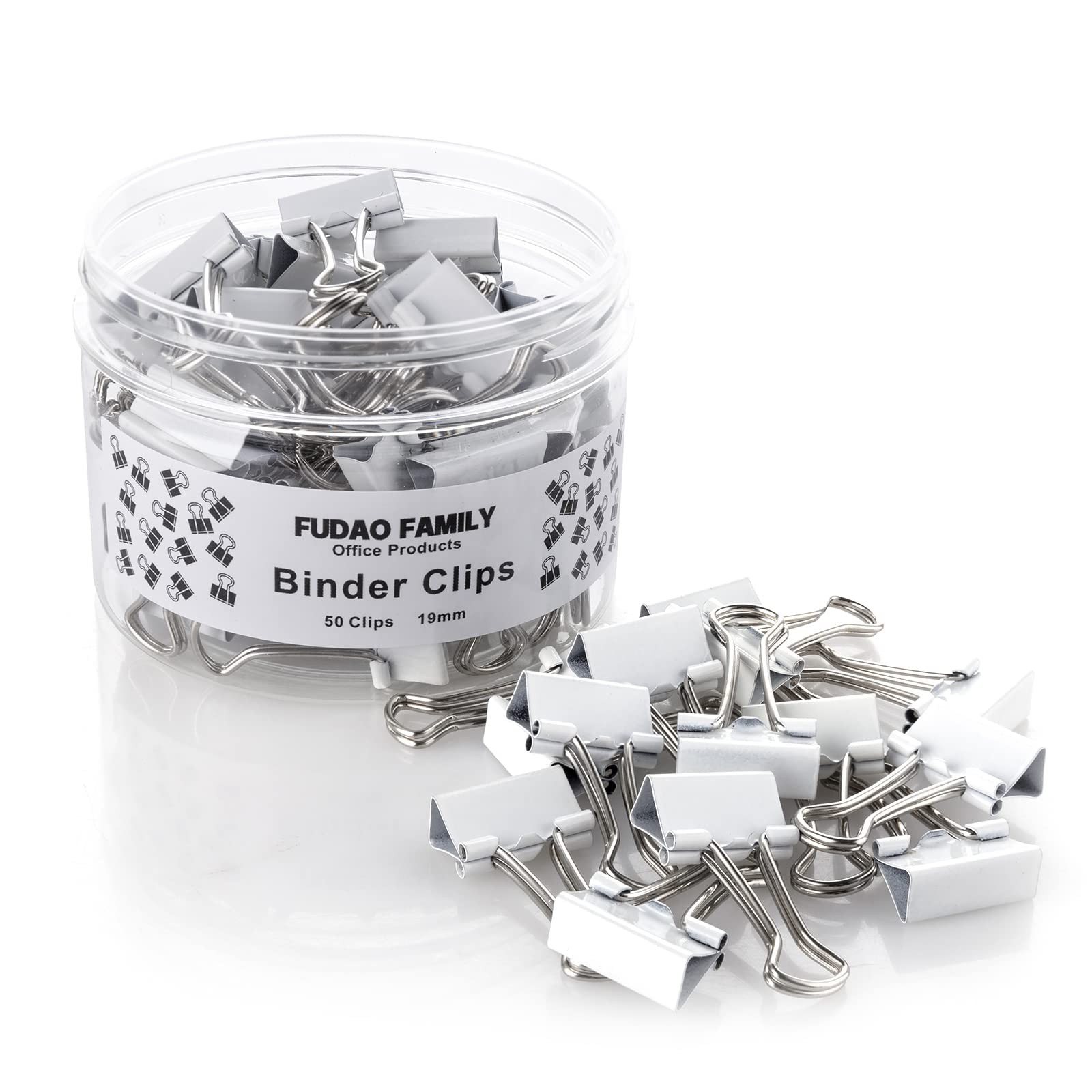 Small White Mini Binder Clips, 3/4 Inch (19mm), 50 Pack 0.75 inches,