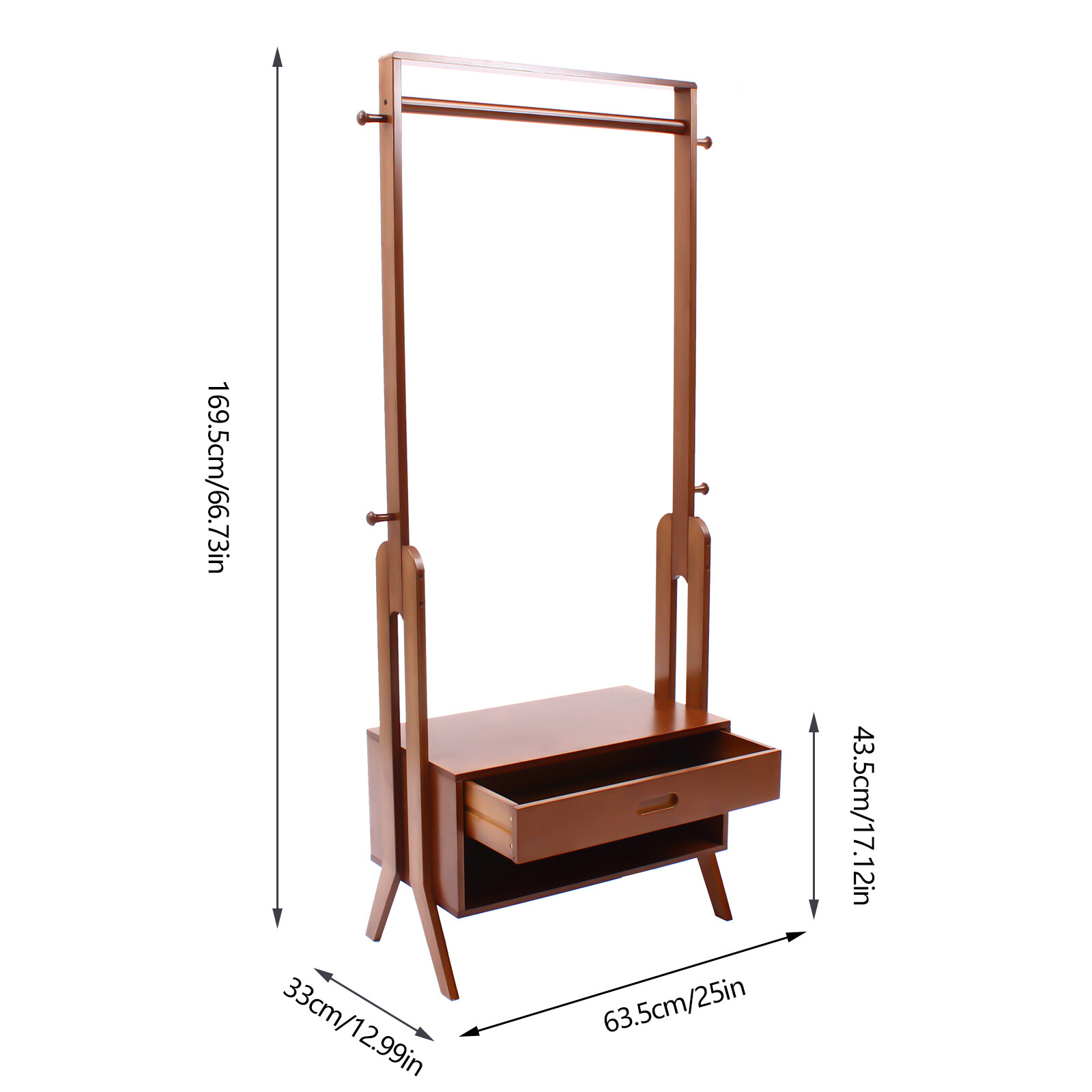 Bamboo Clothing Rack With Storage Drawer, Garment Rack Clothes Racks For Hanging
