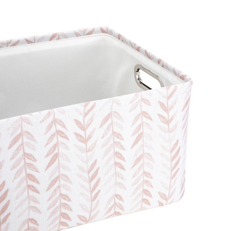 Blush Leaf Canvas Storage Basket W/ Handles Lightweight Decorative Organizer Bin