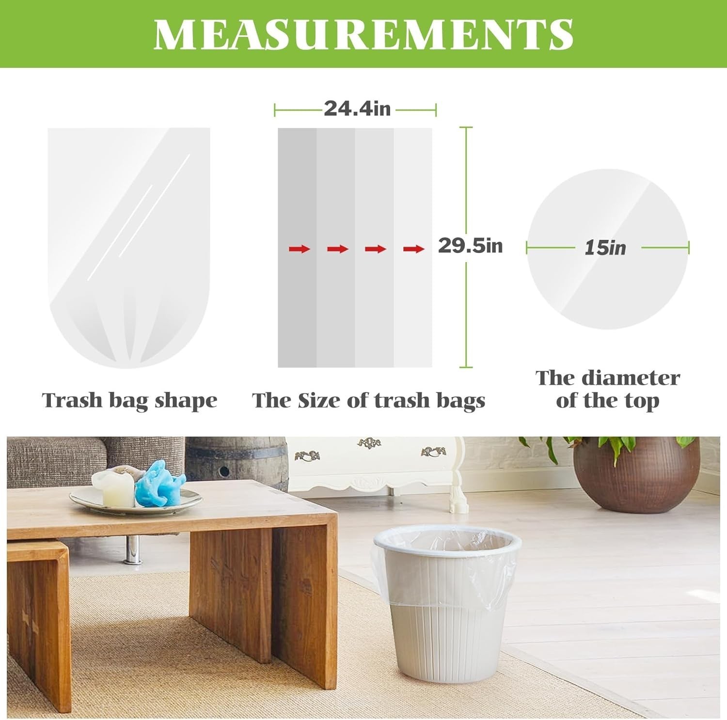 10 Gallon 200 Counts Medium Trash Bags Tall Kitchen Garbage Bags