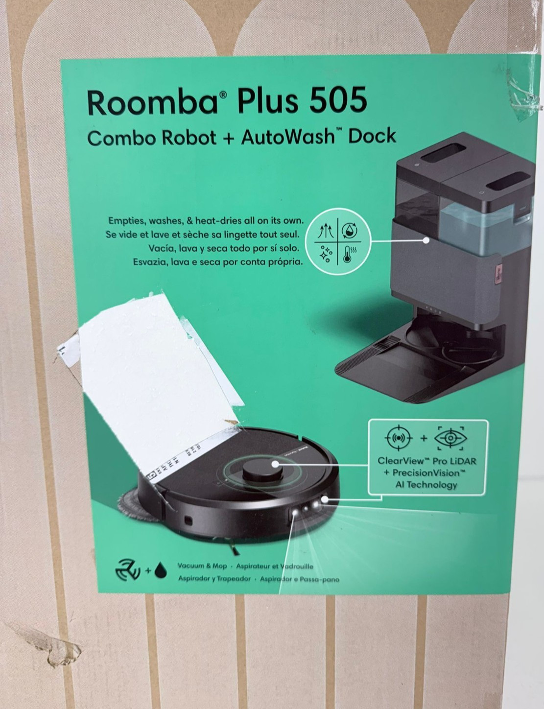 iRobot Roomba Plus 505 Combo Vacuum & Mop w/ AutoWash Dock, 80x Suction