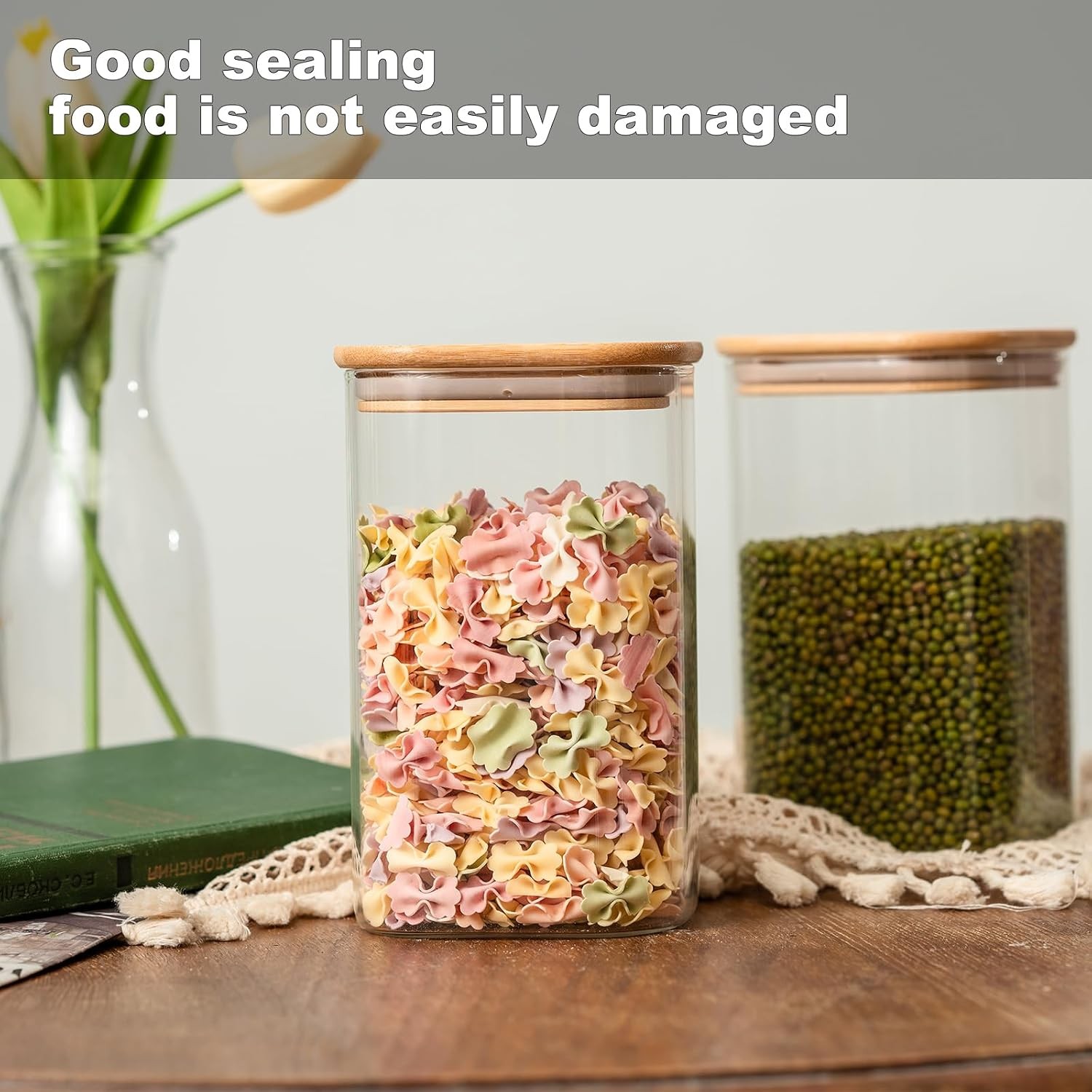 Glass Food Storage Jars 37 oz Set of 6,Glass Storage Containers