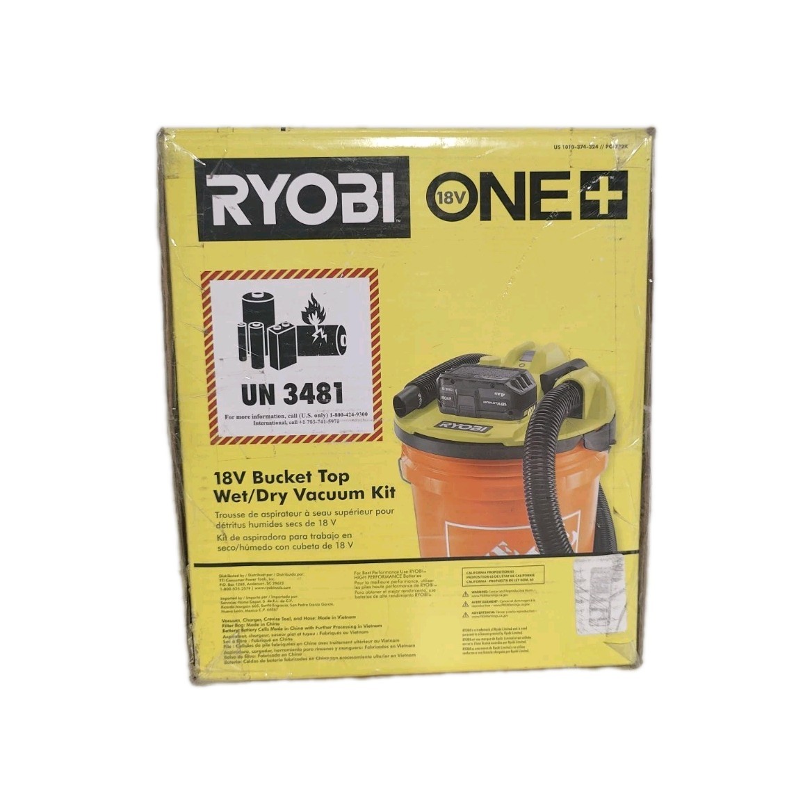 RYOBI Wet/Dry Bucket Top Vacuum Kit 5 Gal. 18V Cordless with Battery + Charger