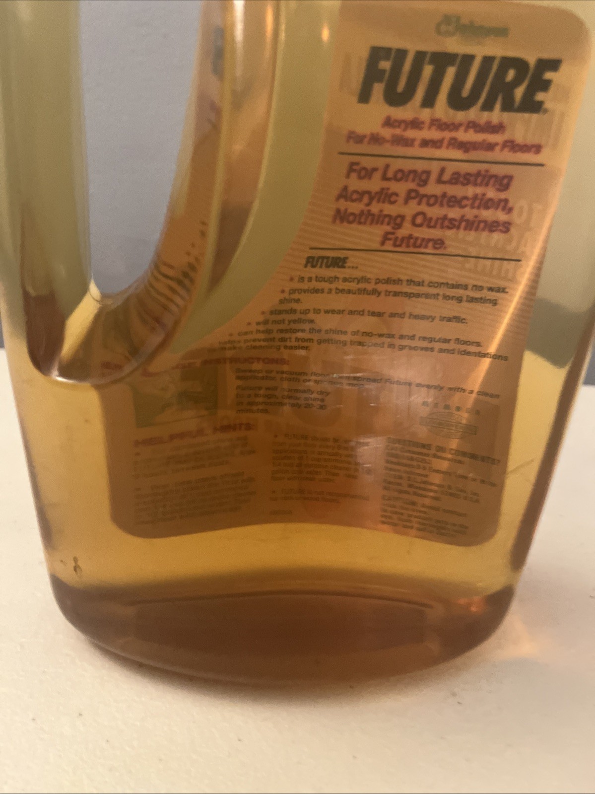 Vintage Future No Wax Floor Shine Johnson 90% Full Floor Cleaner
