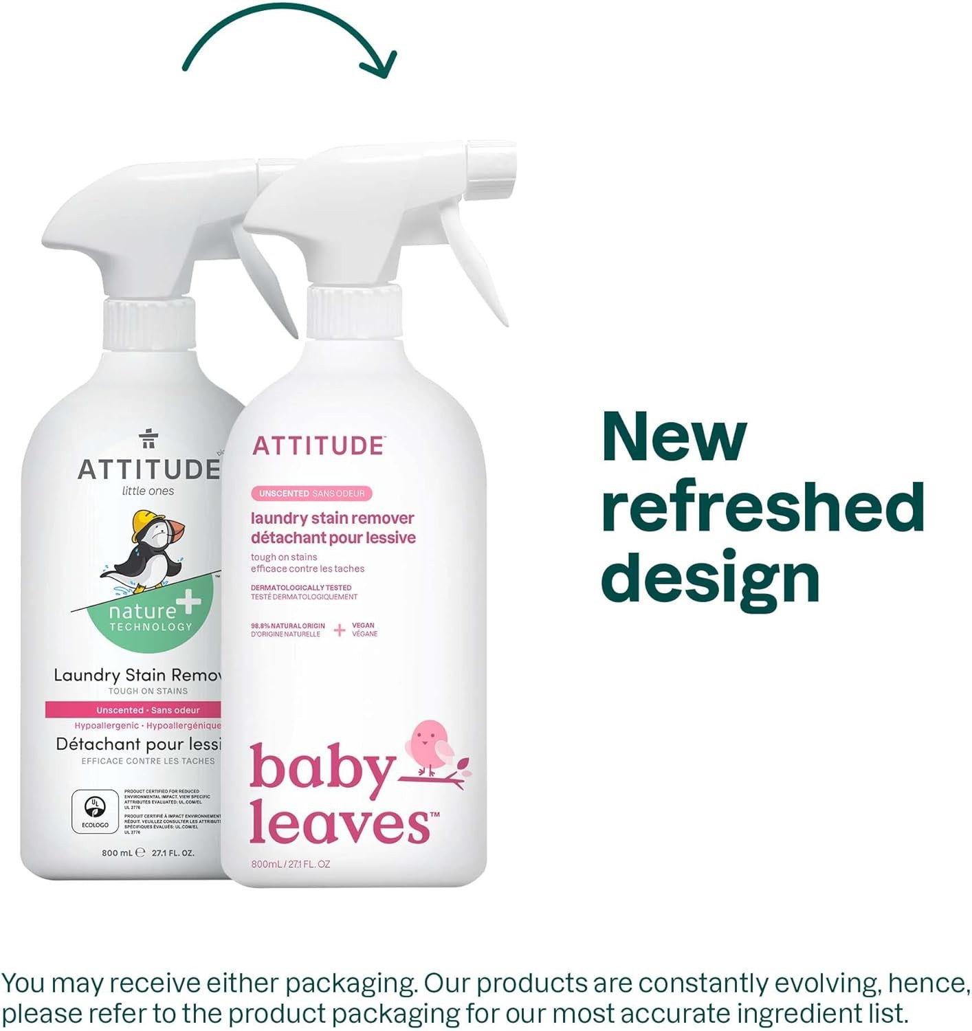 ATTITUDE Baby Laundry Stain Remover, Plant and 27.1 Fl Oz (Pack of 1)