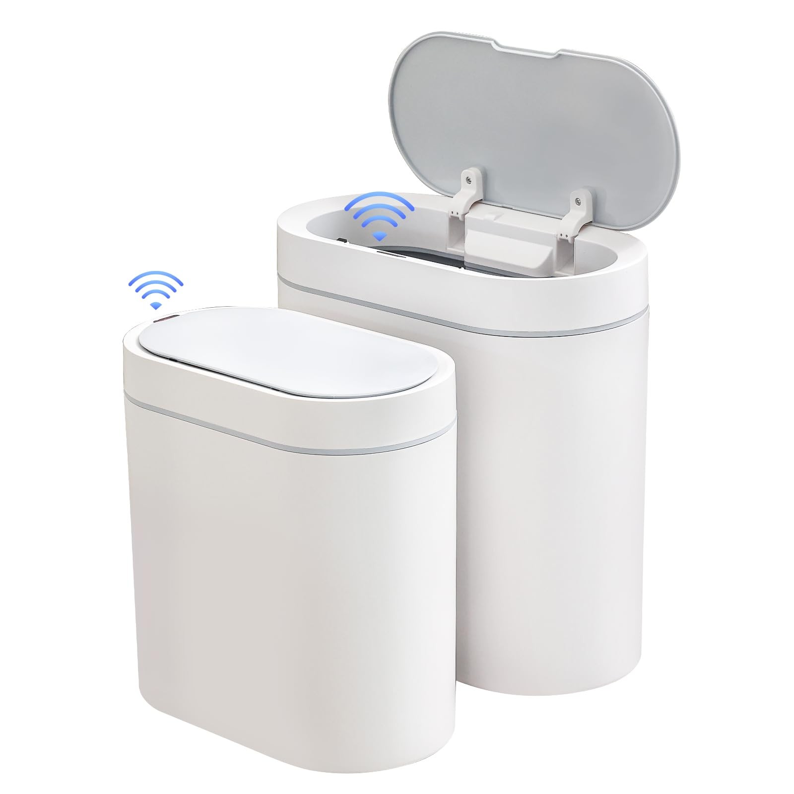 ELPHECO 2 Pack Bathroom Motion Sensor Trash can 2.5 2 + Gallon, White