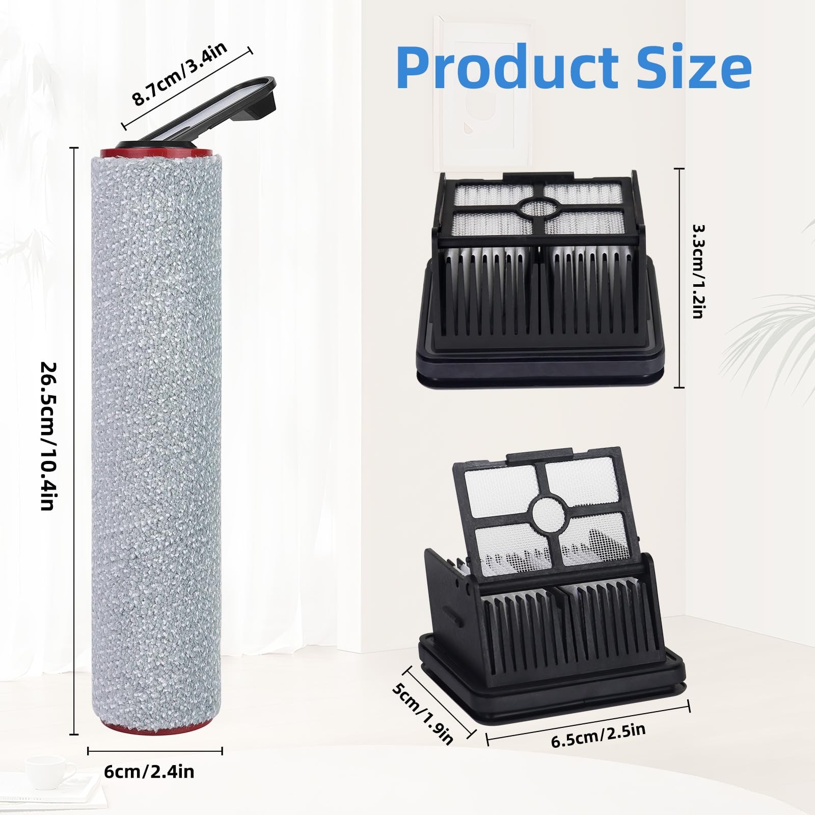 Replacement Brush Roller and Filter for Dreame H12 Pro FlexReach, Aero Pro, H…