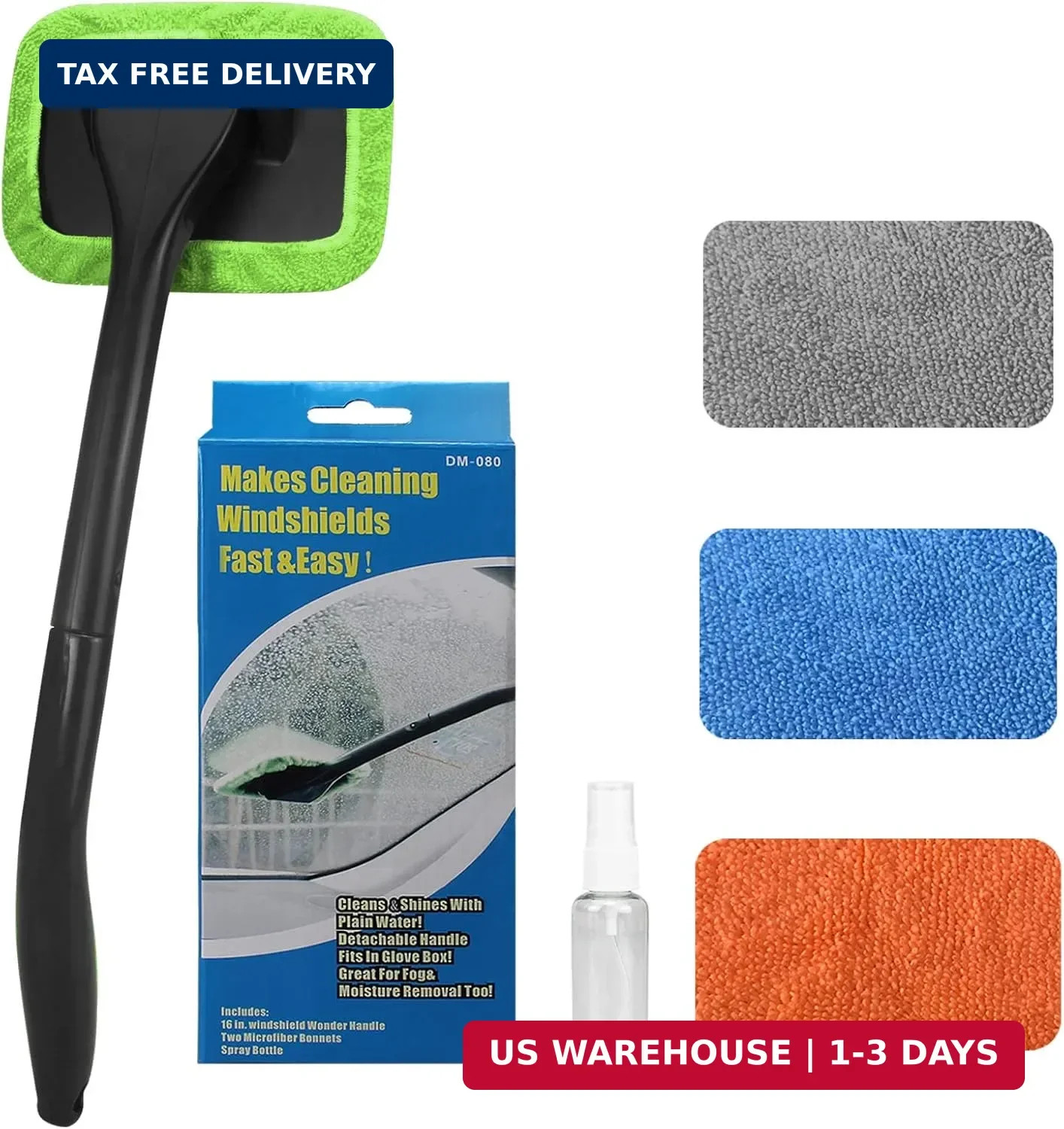 Car Windshield Cleaning Tool, Windshield Cleaner with 4 Washable and Reusable Mi