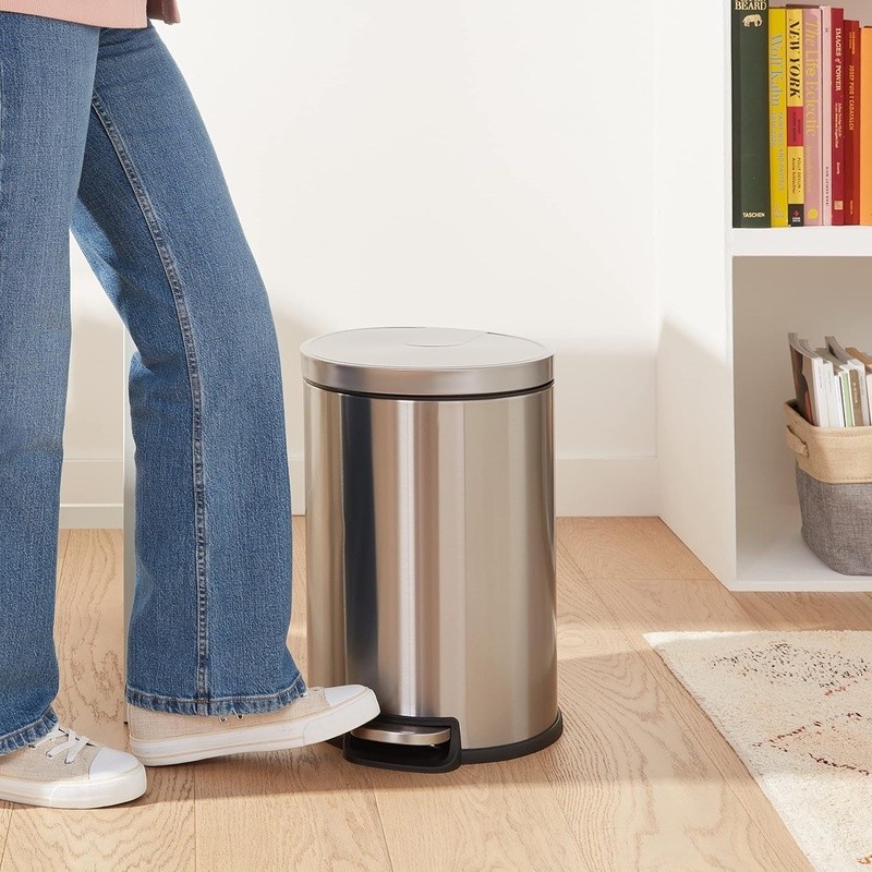 5.3 Gallon Stainless Steel Step Trash Can Kitchen Office Waste Bin Durable Home
