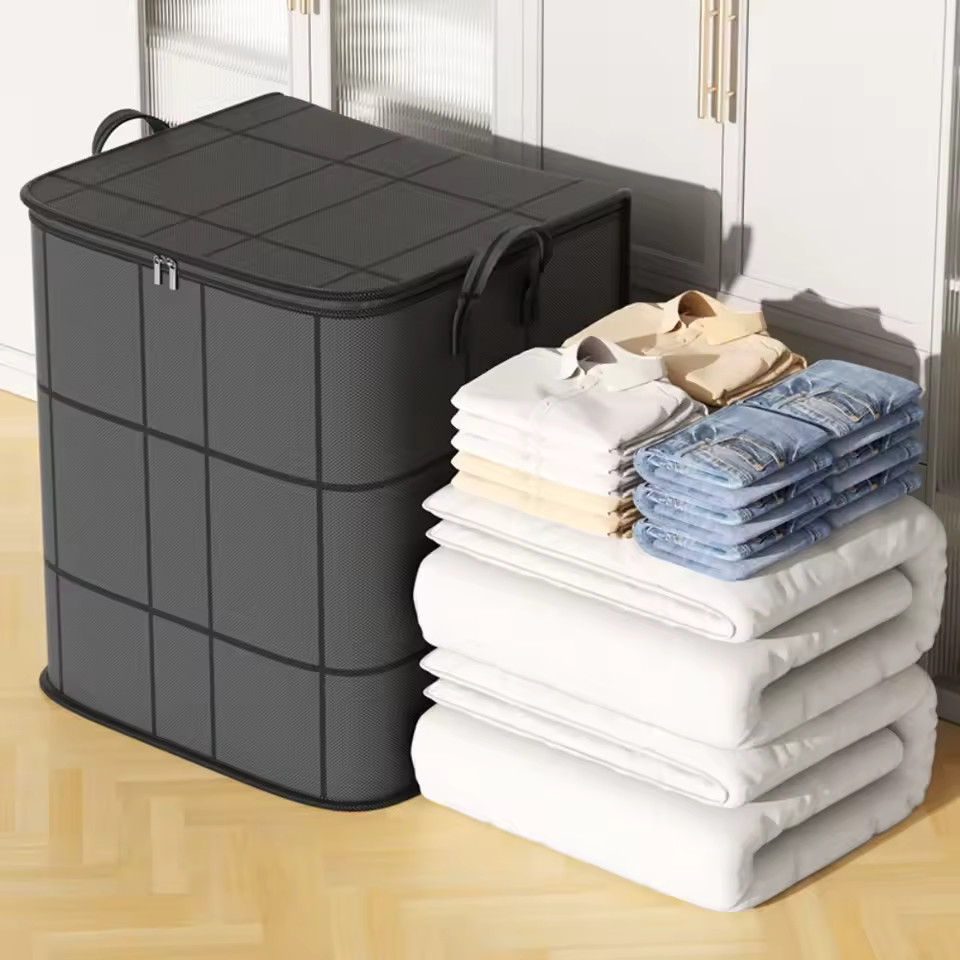 Foldable Clothes Storage Bin – Large Capacity Quilt Organizer with Handle