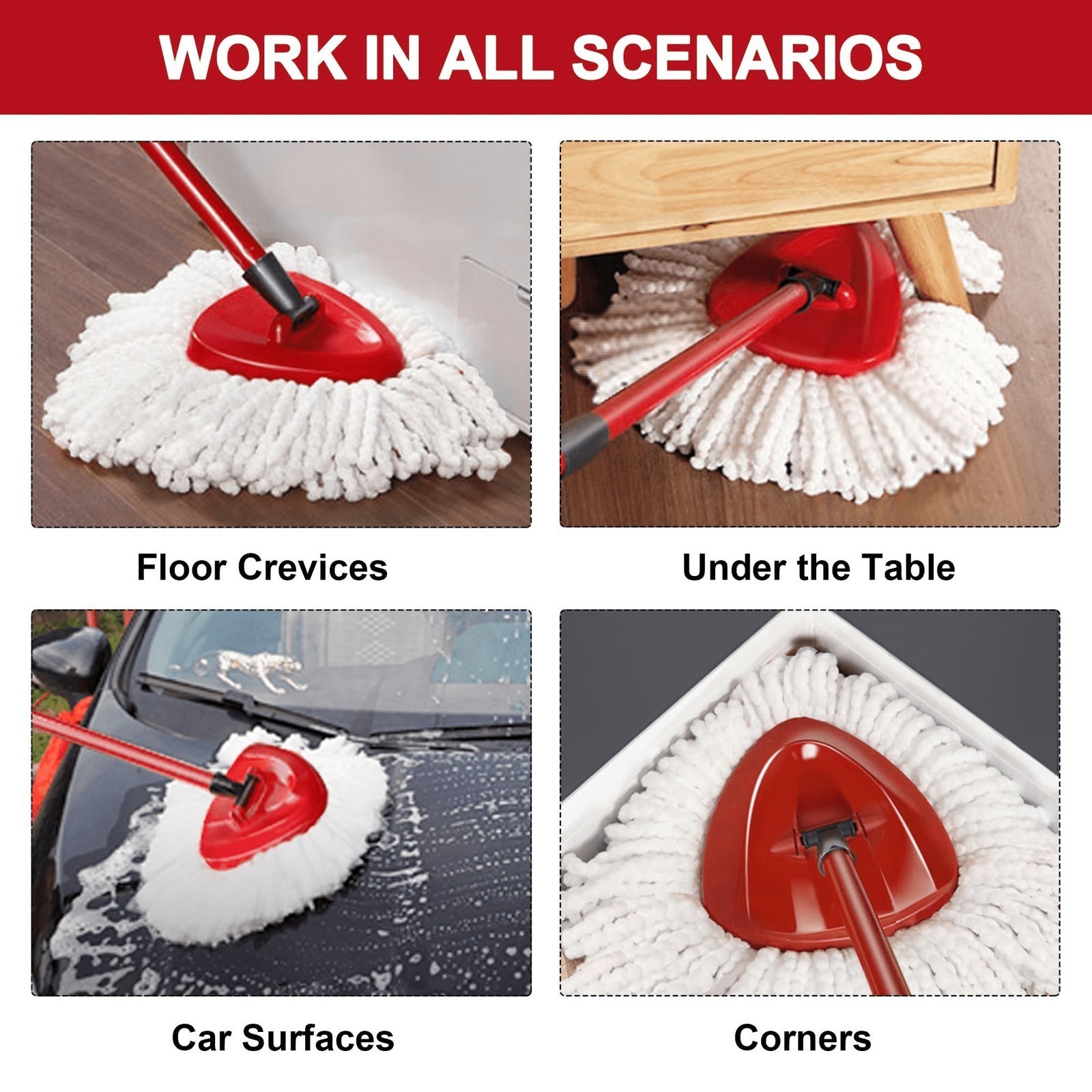 1-6Replacement Microfiber Mop HEAD For O-Cedar Spin Mop Easy Clean Wring Refill