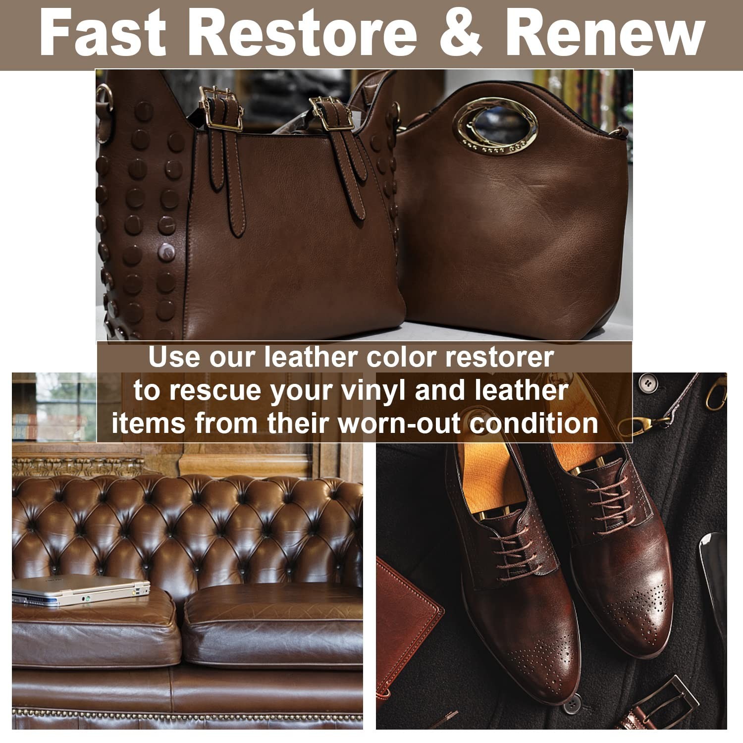 Dark Brown Leather Recoloring Balm, Leather Repair Kit for Furniture, Leather…