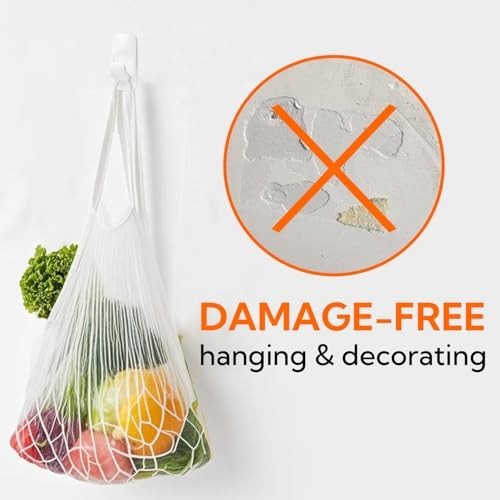 10 lb Large Utility Hooks 2 Pack with 6 Adhesive Strips White