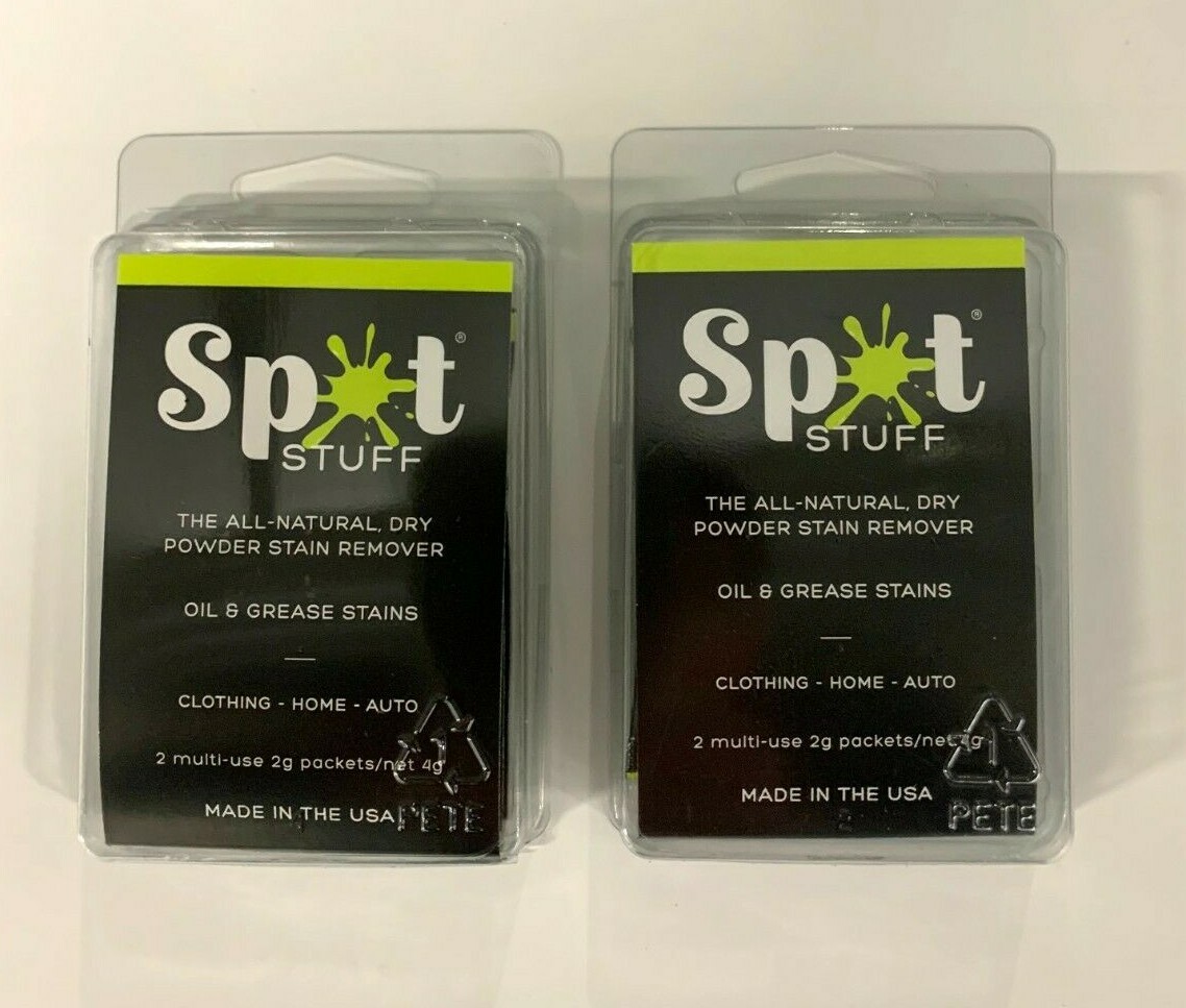 (2) Spot Stuff Oil and Grease Dry Powder Stain Remover 2 Pack travel Size