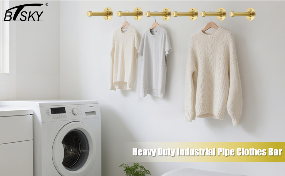 6 Pack Clothes Rack with Screws, 6 Inch Metal Industrial Pipe Clothes Bars for