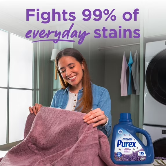 (4 pack) Purex Fresh Lavender Fields Liquid Detergent, 150 fl oz, 115 loads
