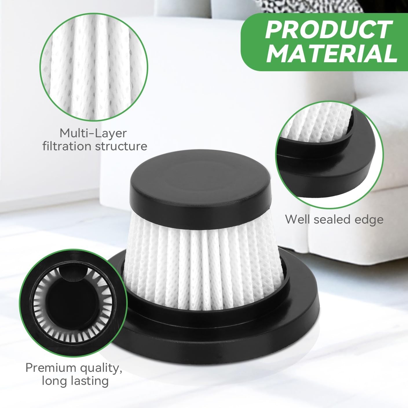 HEPA Filter Replacement for Handheld Vacuum – Washable, Reusable, 14 Pack