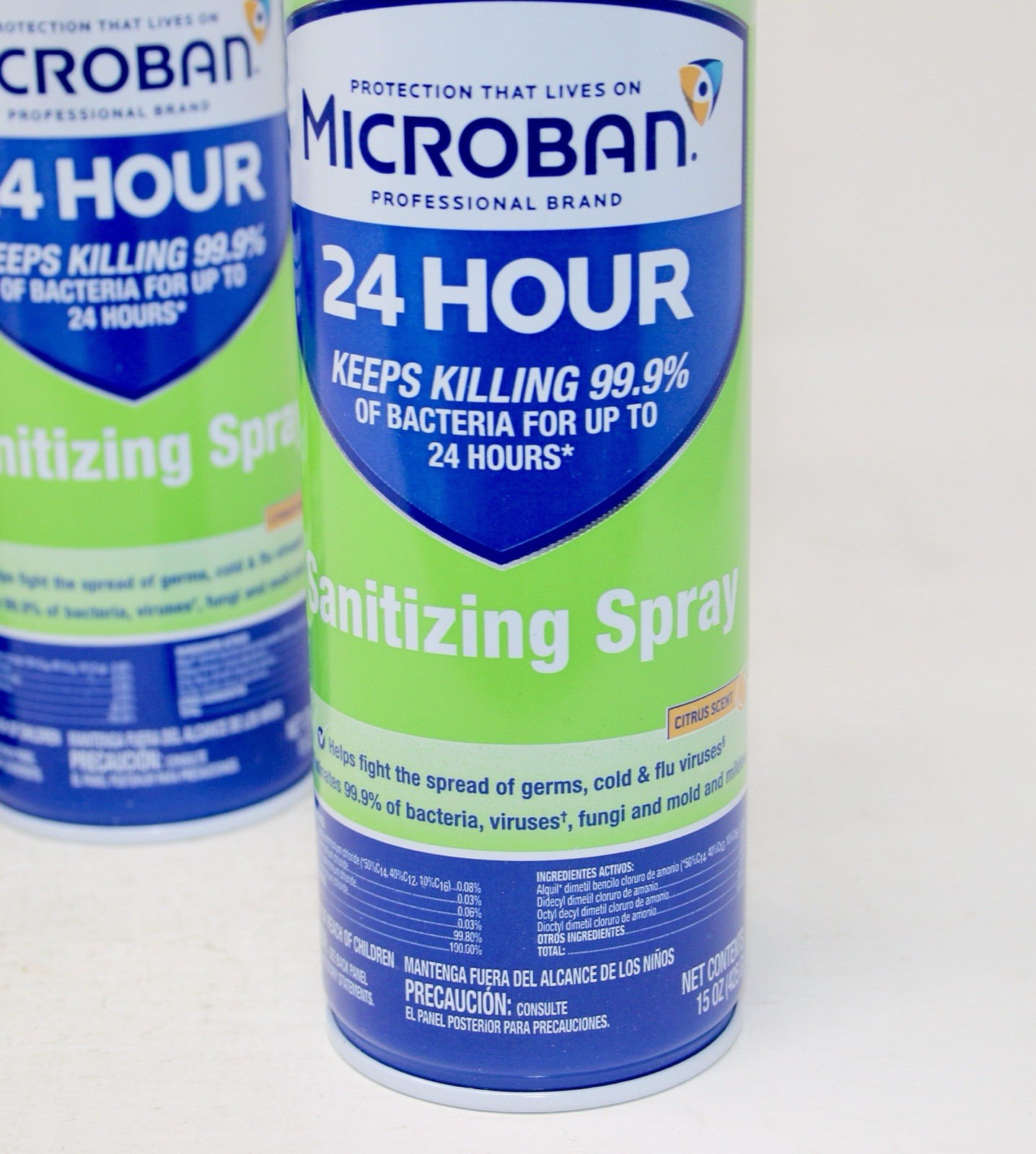 Microban 24 Hr Sanitizing Spray Disinfectant Citrus Scent 15oz 6-Pack Free Ship!