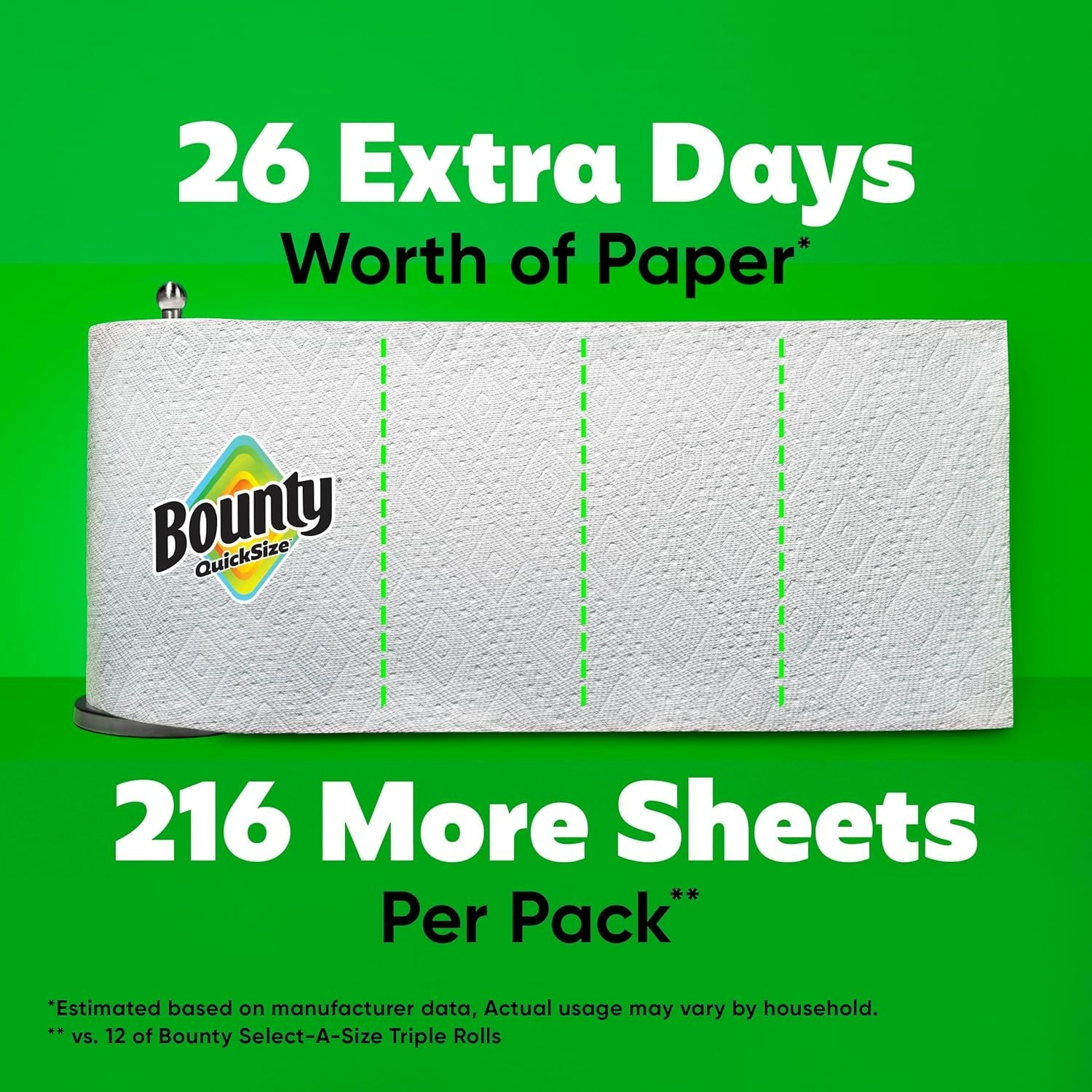 Quick-Size Paper Towels, 12 Family Triple Rolls = 40 Rolls – Super Absorbent