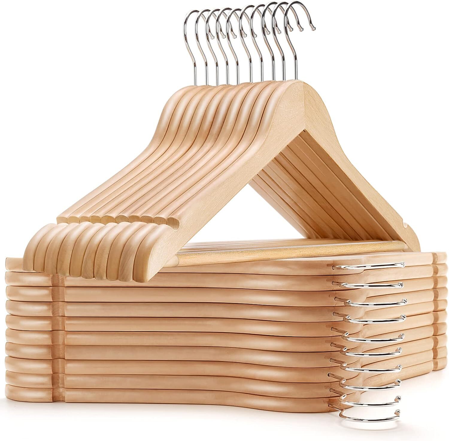 Wooden Hangers Pack of 10 20 & 30 Suit Hangers Premium Natural Finish Home Us